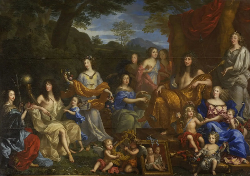 Mythologisch portret van de familie van Lodewijk XIV - Jean Nocret