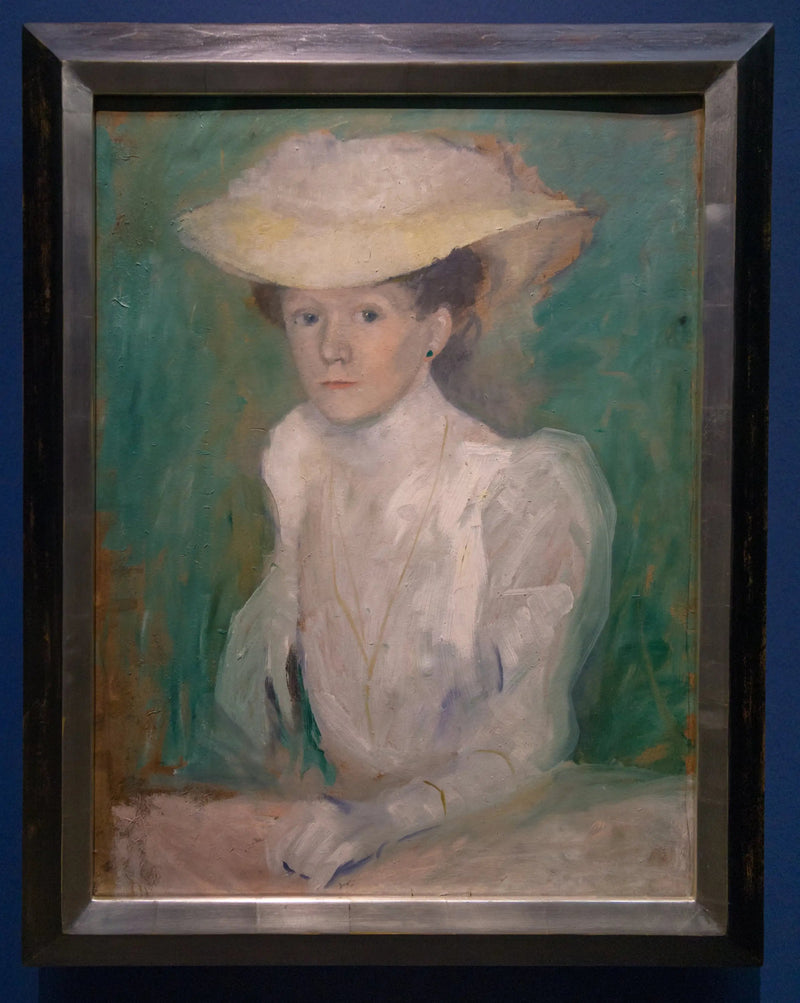 Portret van Ottilie Macke in witte blouse - August Macke