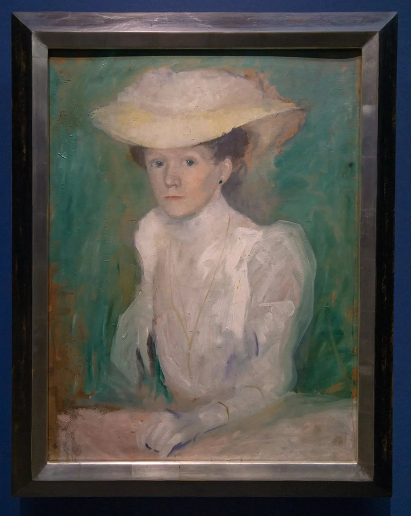 Portret van Ottilie Macke in witte blouse - August Macke