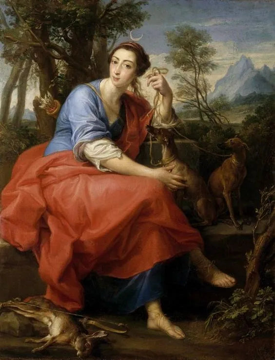 Vermeende portret van de markiezin Caterina Gabrielli in de rol van Diana - Pompeo Batoni