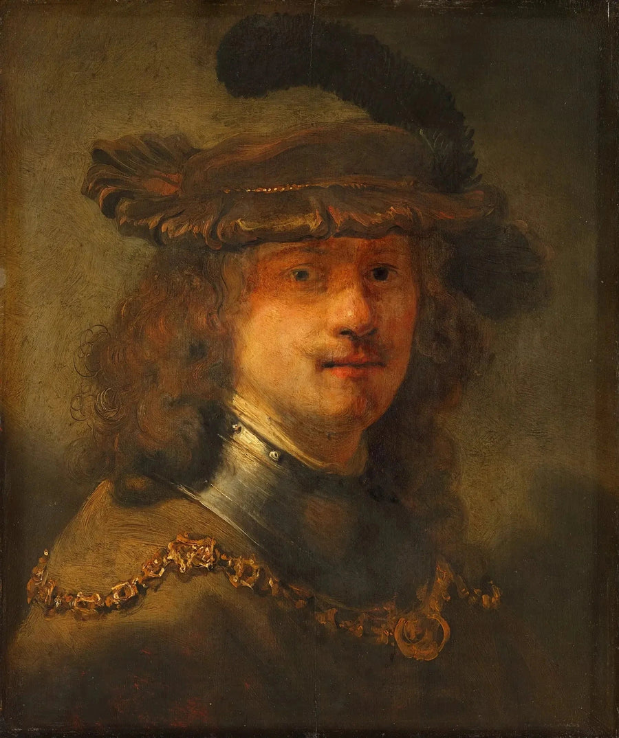 Zelfportret met fluwelen baret en gouden ketting - Rembrandt