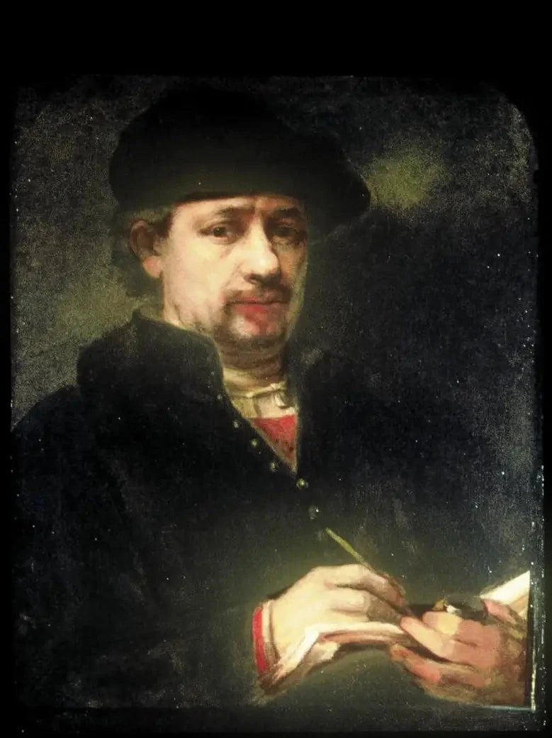 (Auto)portret van Rembrandt met een schetsboek - Rembrandt