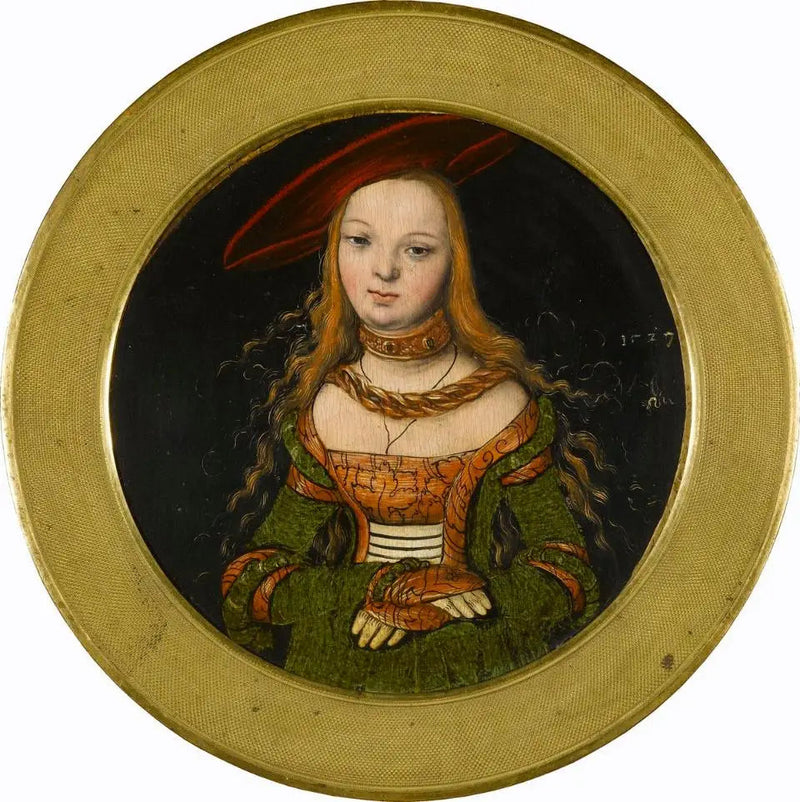 Rond portret van een jonge vrouw - Lucas Cranach de Oude