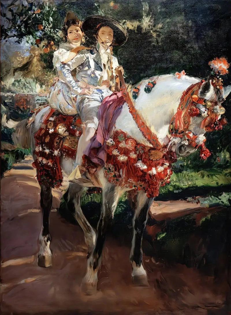 Portretten van Elena en Maria in traditionele Valenciaanse kostuums. - Joaquín Sorolla