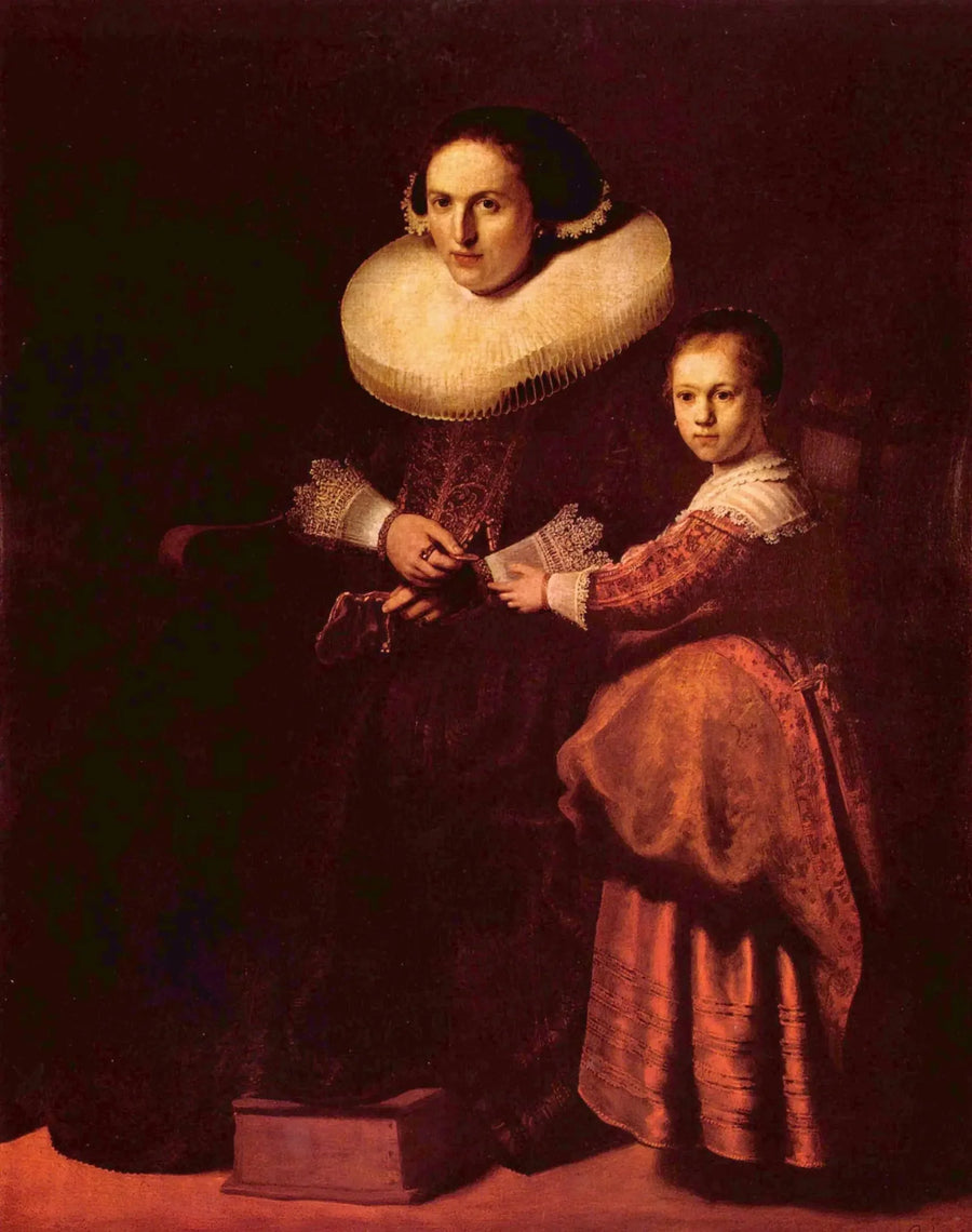 Portretten van Susanna van Collen en haar dochter Anna - Rembrandt