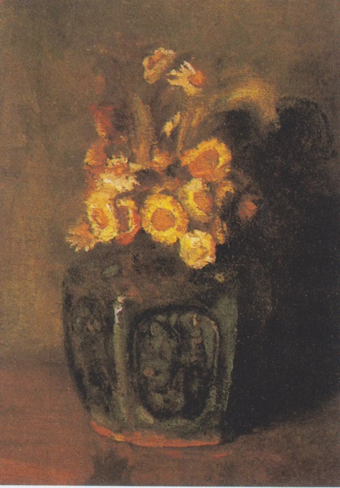 Reproduction du tableau « Pot de gingembre rempli de chrysanthèmes - Vincent van Gogh » par Alpha Reproduction en peinture à l’huile