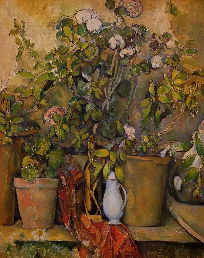 Aardewerken potten en bloemen - Paul Cézanne