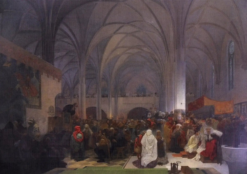 Prediking van Meester Jan Hus - Alphonse Mucha