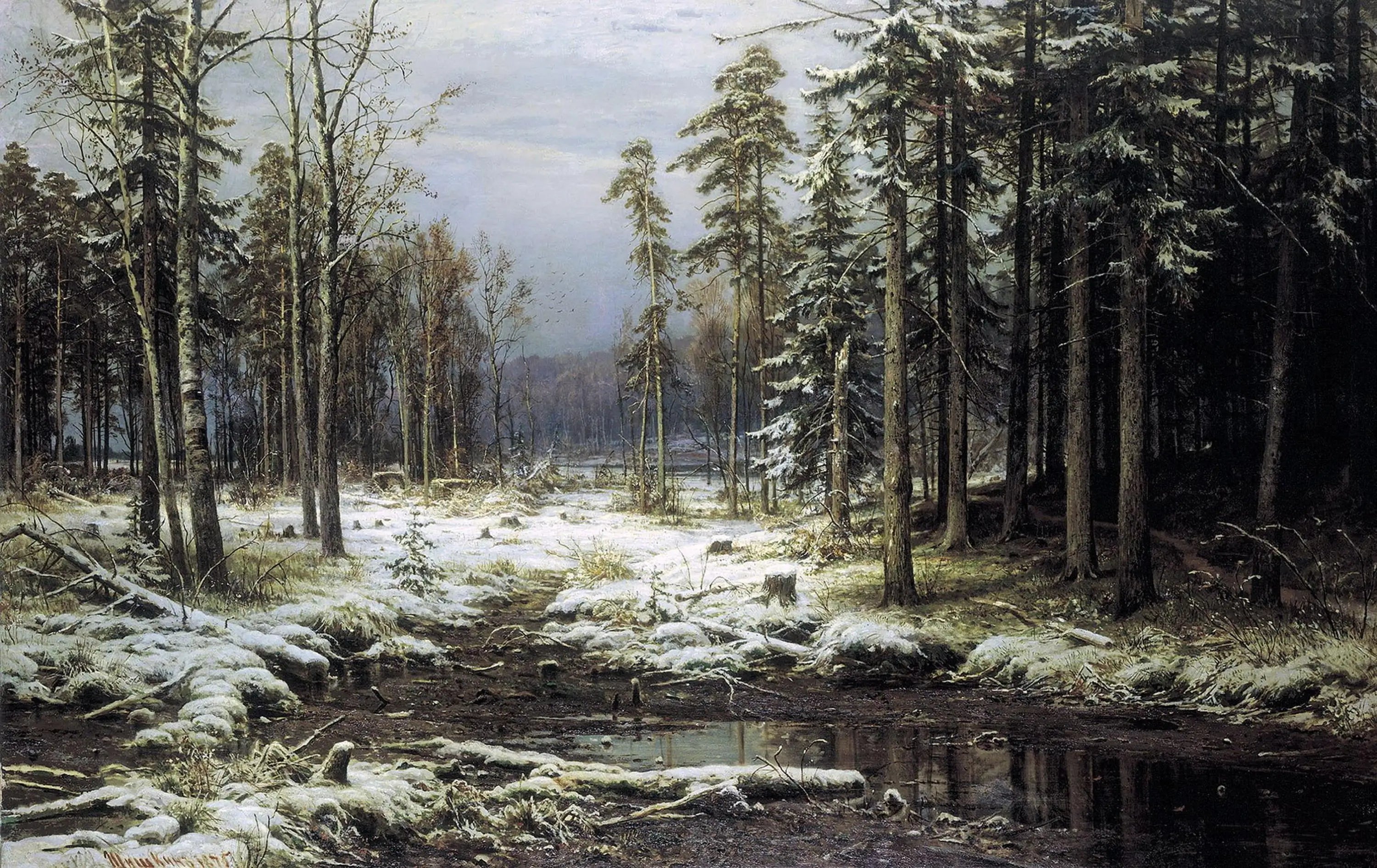Première neige - Ivan Chichkine image 1 copie de tableau peinte à la main