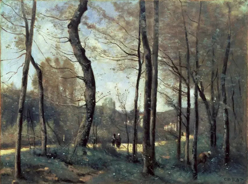 Eerste bladeren in Mantes - Jean-Baptiste Camille Corot