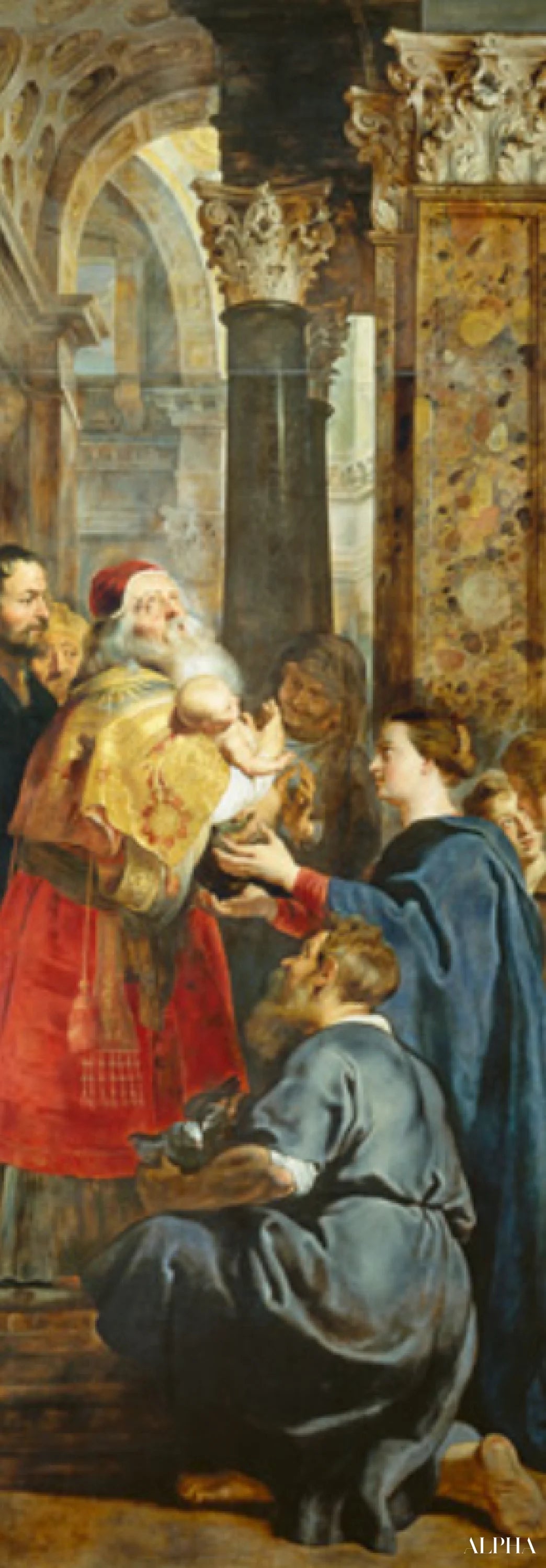 "Presentatie in de Tempel, rechterpaneel van het triptiek De Afname van het Kruis - Peter Paul Rubens - Reproducties van schilderijen en hoogwaardige schilderijen"