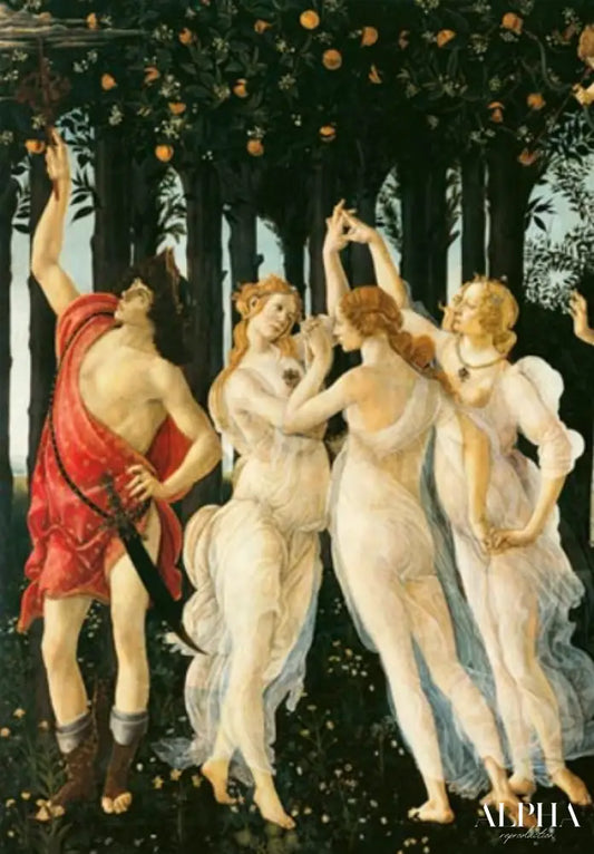 Primavera : Détail des Trois Grâces et de Mercure - Sandro Botticelli - Reproductions de tableaux et peintures haut de gamme