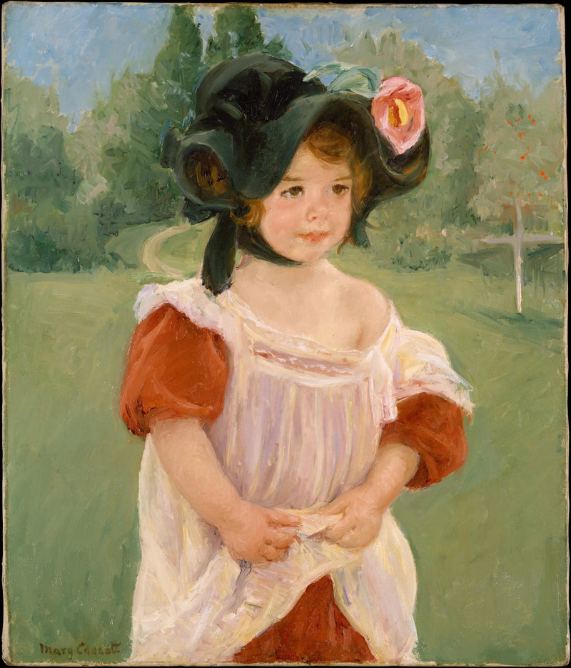 Lente: Margot staand in een tuin (Meisje in een tuin) - Mary Cassatt
