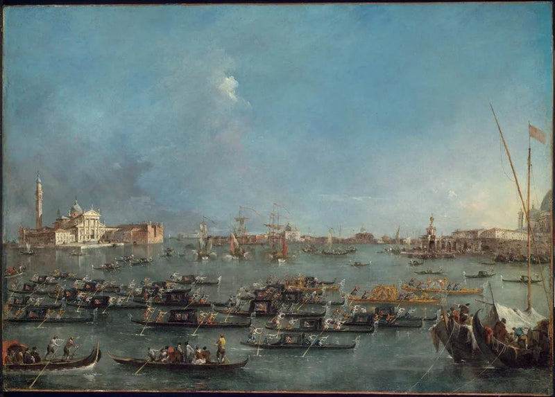 Processie van gondels in de Bacino di San Marco - Francesco Guardi