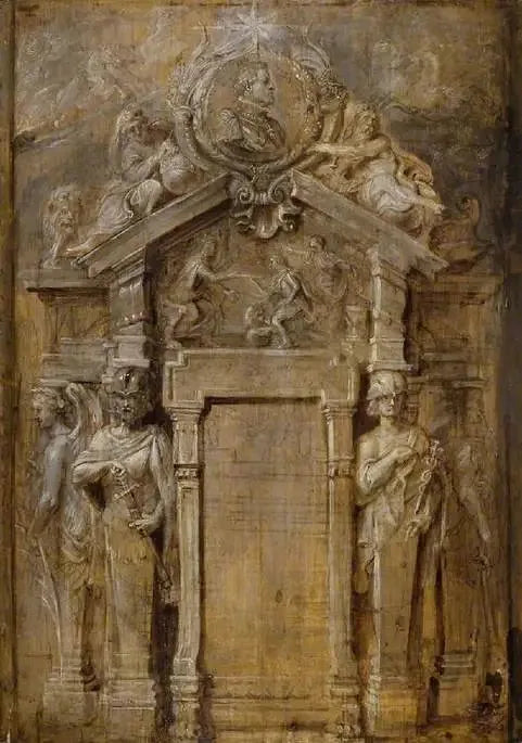 Project voor de titelpagina van de Pompa Introitus...Ferdinandi - Peter Paul Rubens