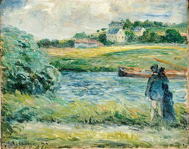 Wandeling aan de waterkant, Pontoise - Camille Pissarro