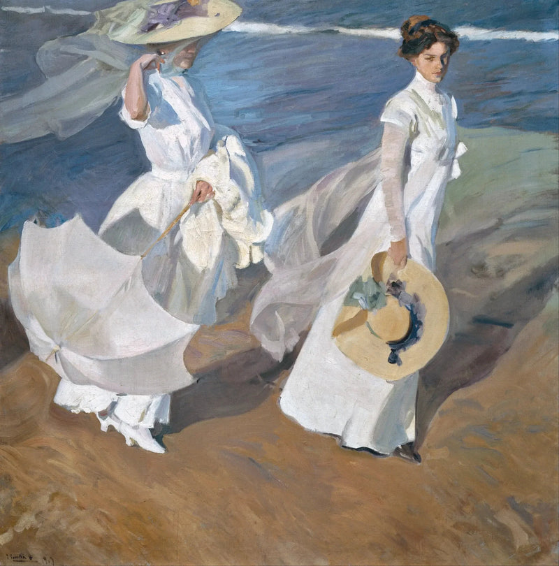 Wandeling aan de zee - Joaquín Sorolla