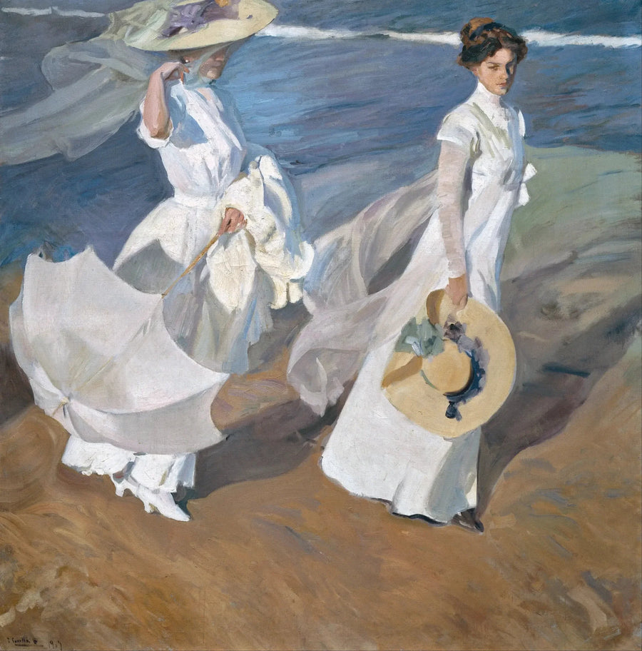 Wandeling aan de zee - Joaquín Sorolla