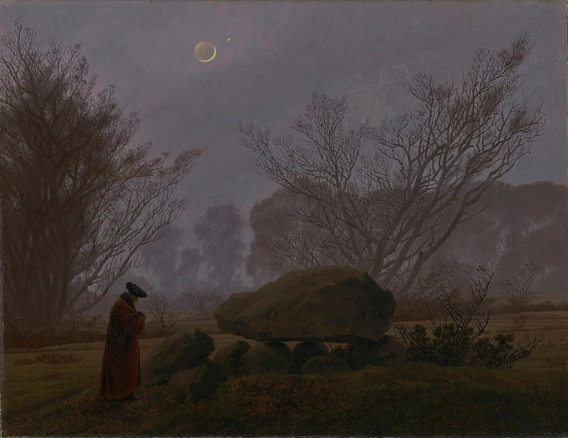 Wandeling bij schemering - Caspar David Friedrich