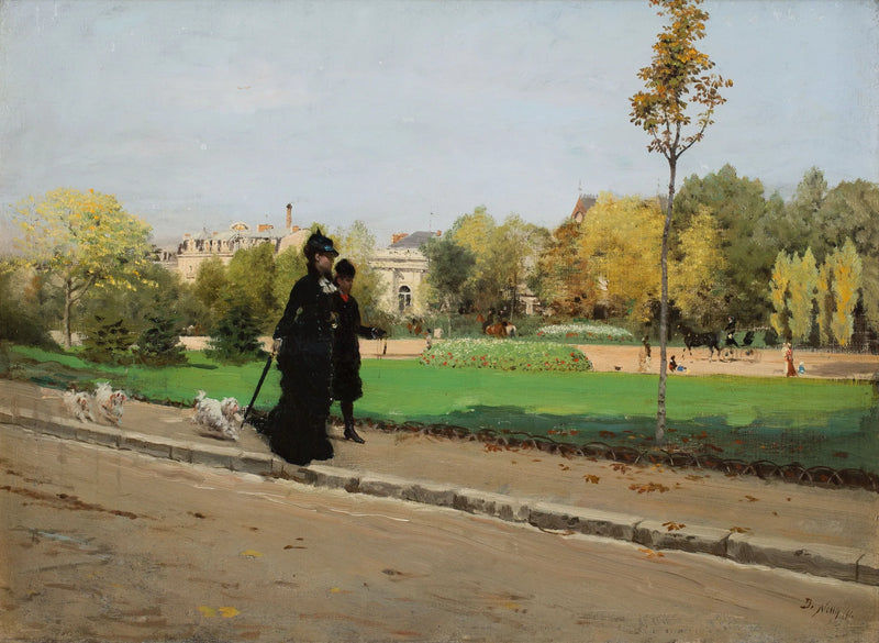Wandeling met de honden - Giuseppe De Nittis