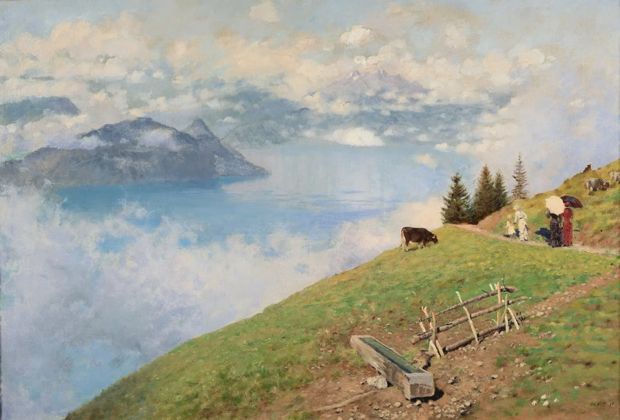 Wandel langs de oevers van het Lucerne-meer - Giuseppe De Nittis