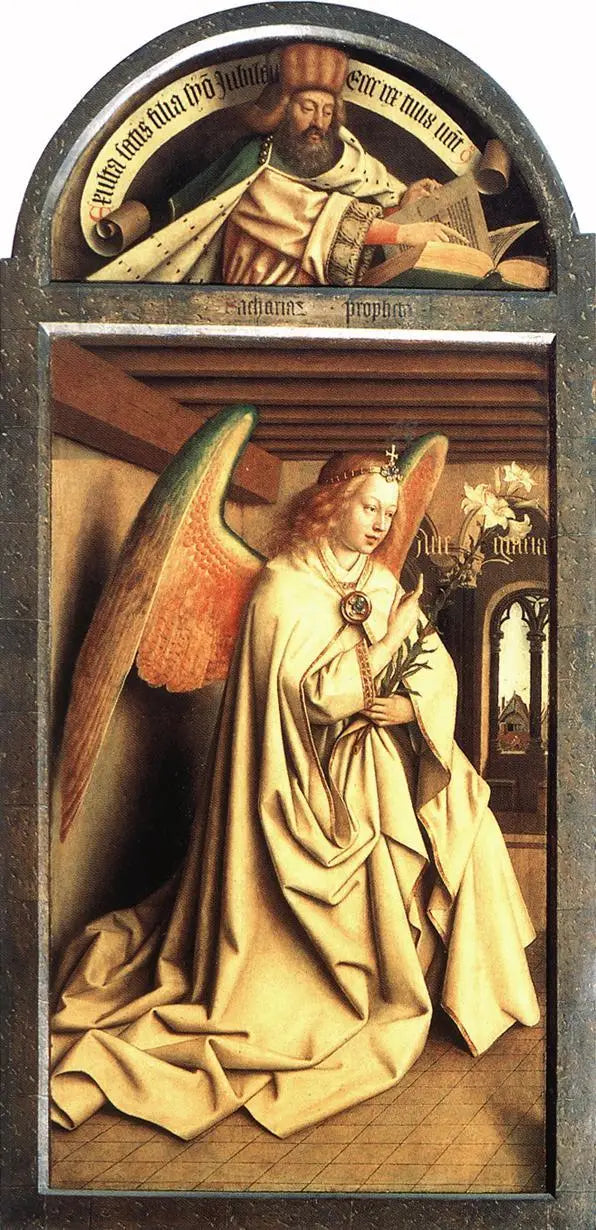 Profet Zacharia; Aartsengel van de Annunciatie - Jan van Eyck

Source:
Prophète Zacharie ; Ange de l'Annonciation - Jan van Eyck