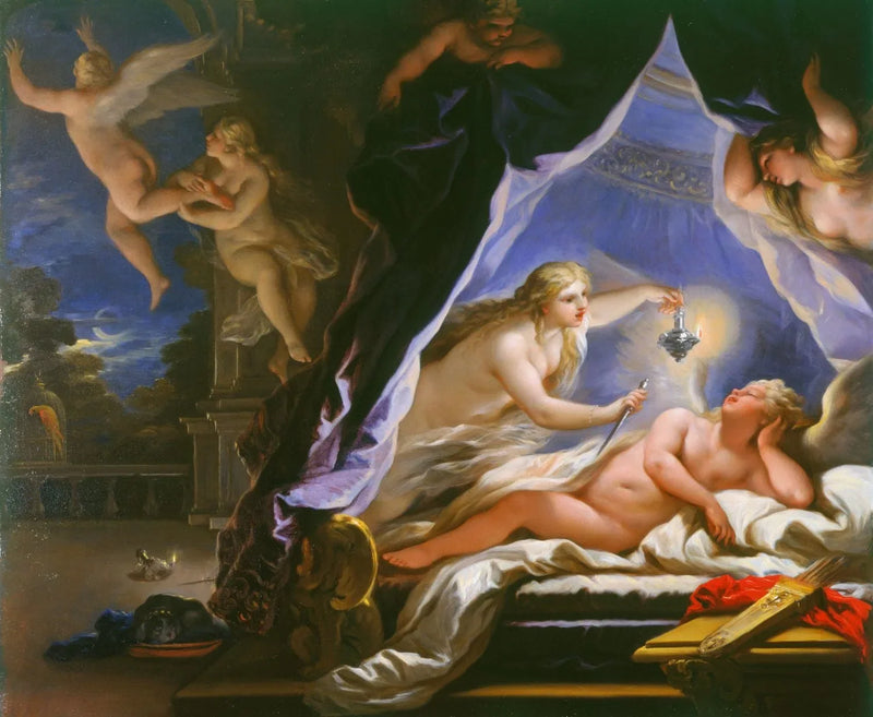Psyché die Cupido slapend ontdekt - Luca Giordano