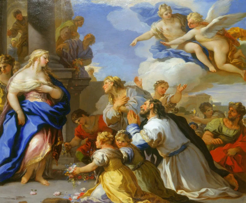 Psyché geëerd door het volk - Luca Giordano