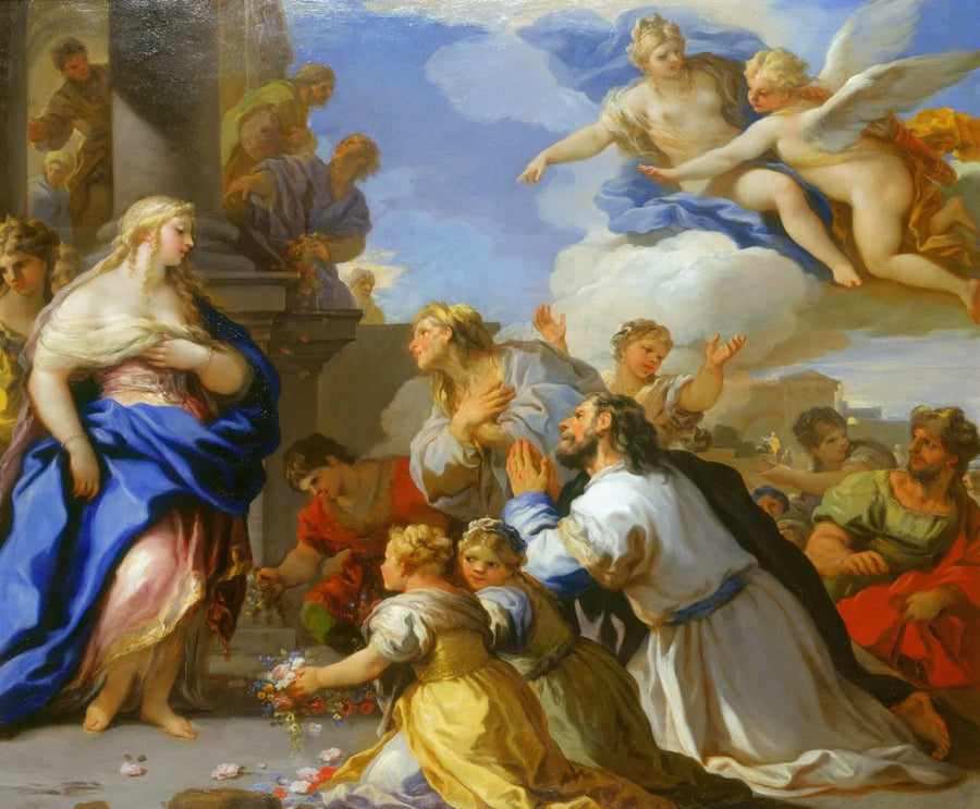 Psyché geëerd door het volk - Luca Giordano