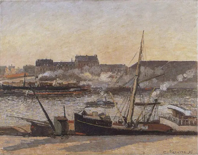 Quai de la Bourse, Rouen, namiddag - Camille Pissarro