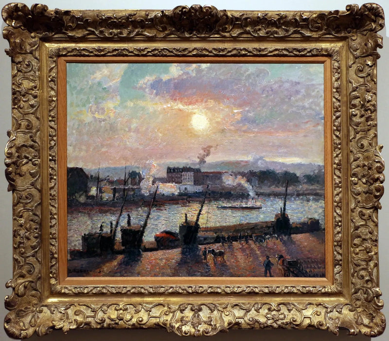 Quai de la Bourse, Rouen, zonsondergang - Camille Pissarro