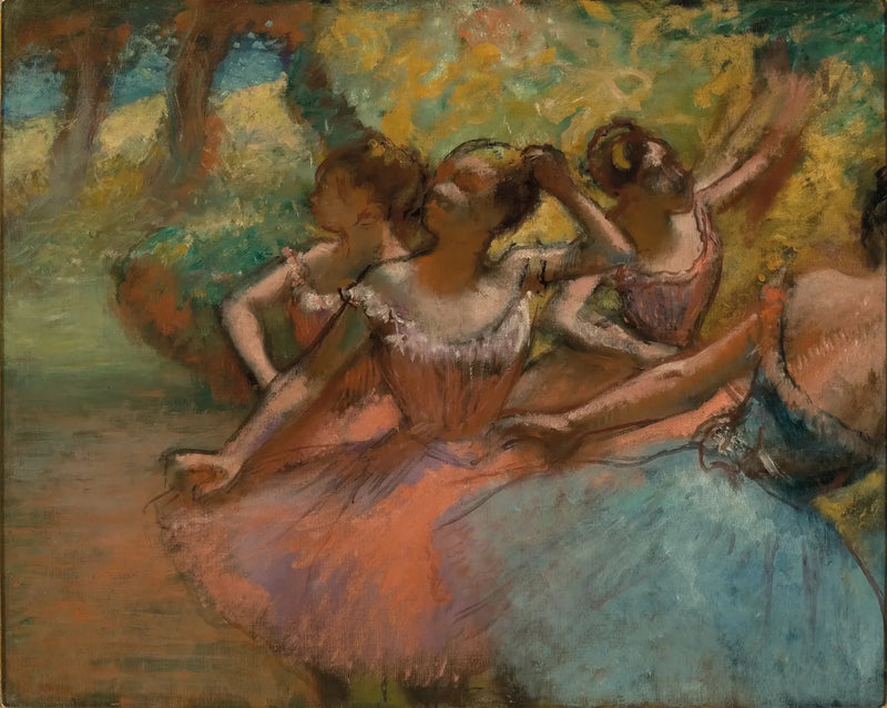 Vier ballerina's op het podium - Edgar Degas