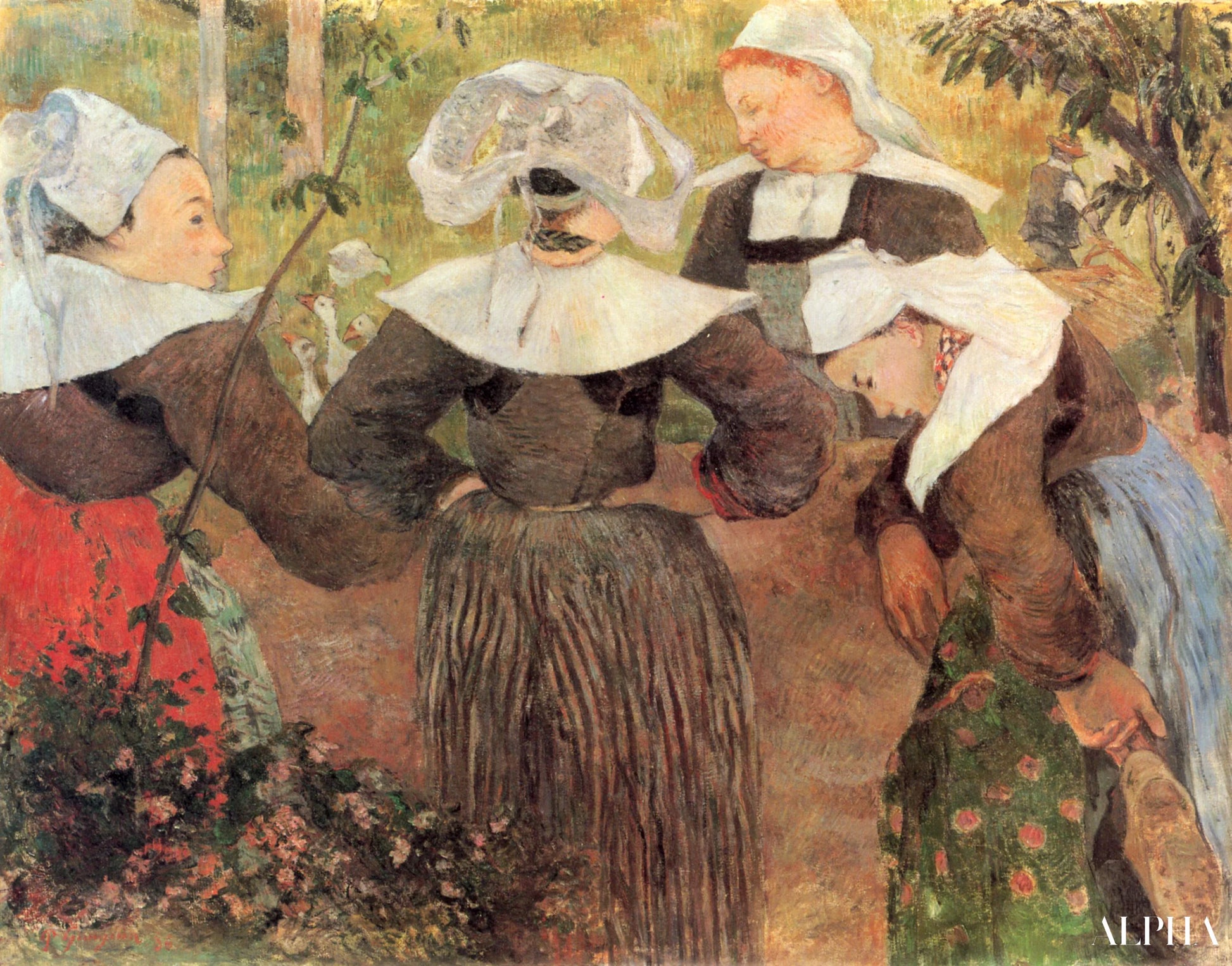 Vier Bretonse boerinnen - Paul Gauguin - Reproducties van schilderijen en hoogwaardige schilderijen