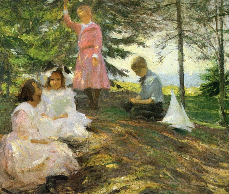 Vier kinderen in North Haven - Frank Weston Benson