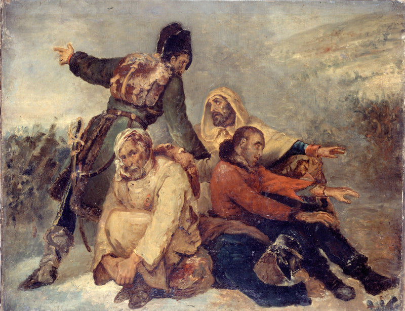 Vier soldaten van het leger in de vlucht - Ary Scheffer