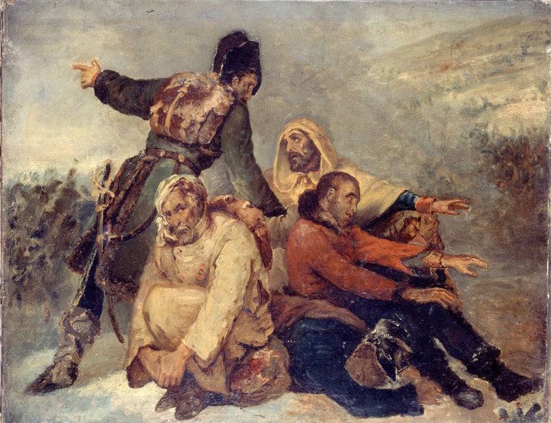 Vier soldaten van het leger in de vlucht - Ary Scheffer