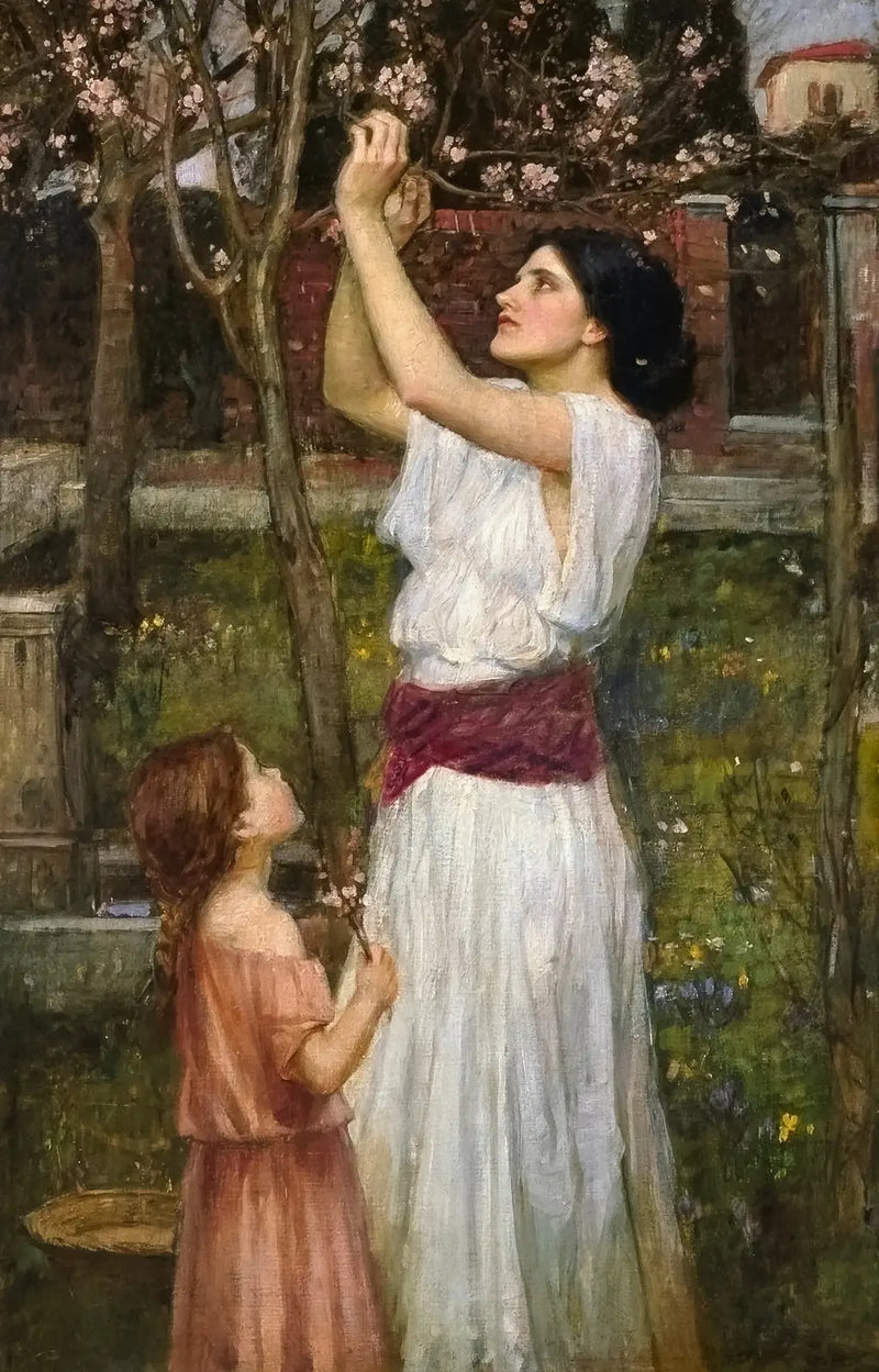 Amandelbloemen verzamelen - John William Waterhouse