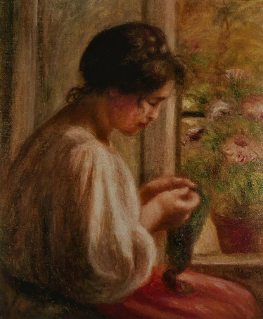 Ravaudeuse bij het raam - Pierre-Auguste Renoir