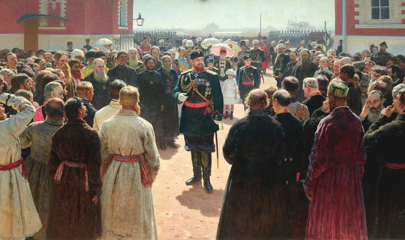 Ontvangst door Alexandre III van de syndics van de volosts in de binnenplaats van het Paleis Petrovski - Ilya Repin