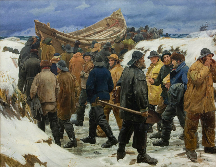 Le Canot de sauvetage est transporté sur les dunes - Michael Ancher