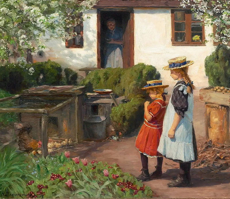 Kijk naar de kuikens. - H. A. Brendekilde

Source:
Regarder les poussins. - H. A. Brendekilde