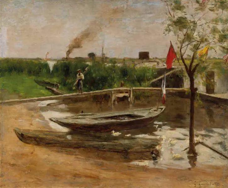 Herstelling van boten nabij Port-Marly - Gustave Caillebotte