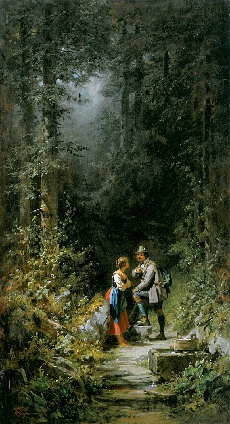 Ontmoeting in het bos - Carl Spitzweg