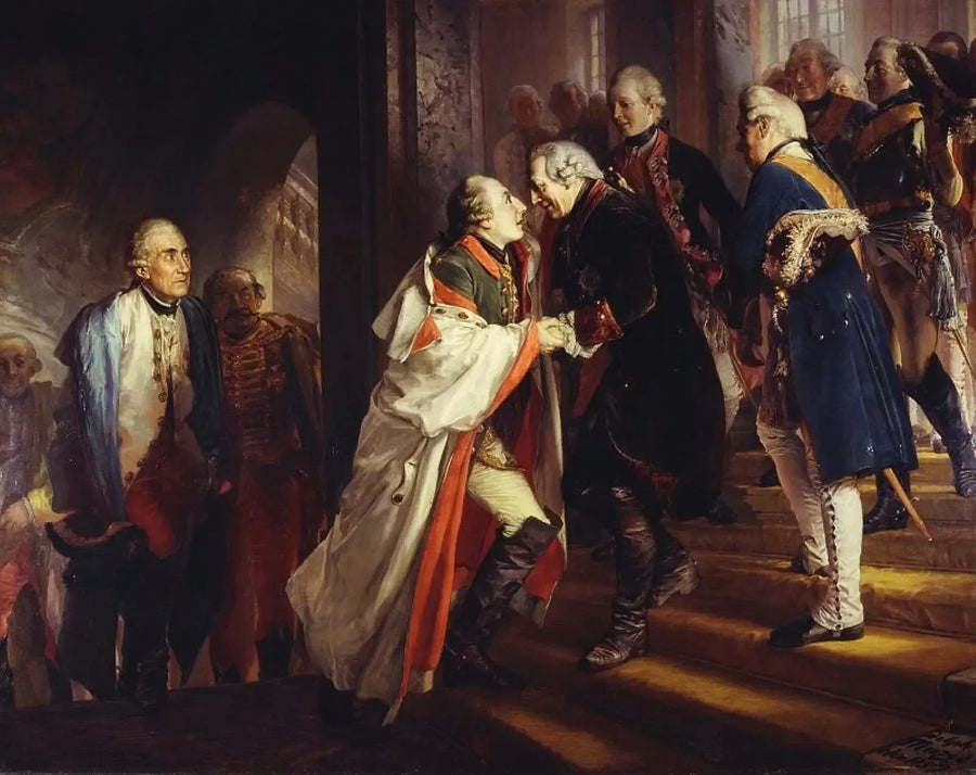 Ontmoeting van Frederik II met keizer Jozef II in Neisse in 1769 - Adolph von Menzel