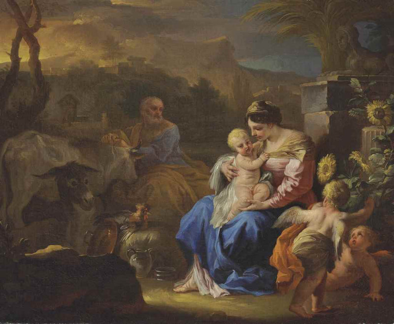 Rust tijdens de vlucht naar Egypte - Francesco Solimena