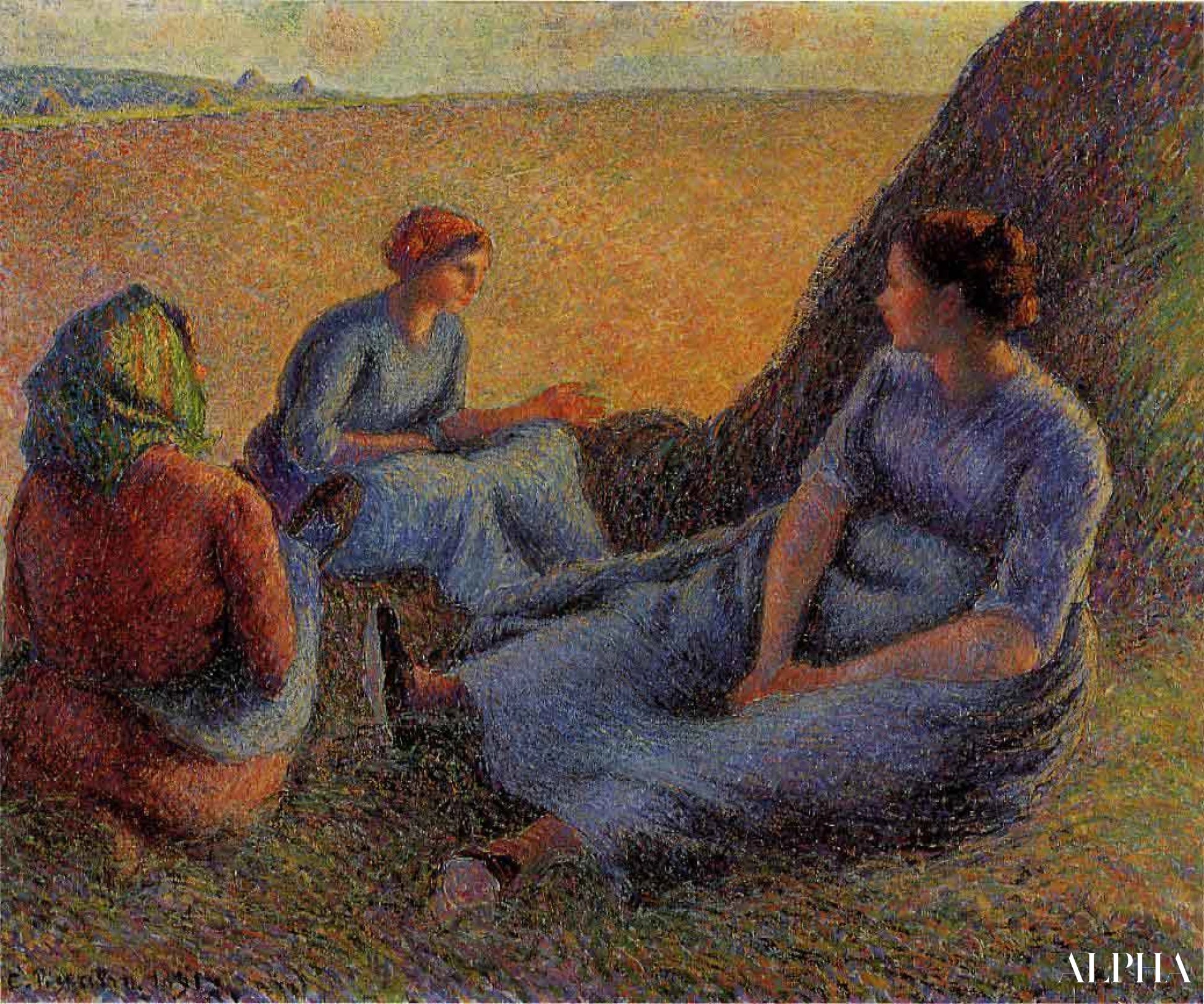 Rust tijdens de hooi-oogst - Camille Pissarro - Hoogwaardige reproducties van schilderijen en doeken