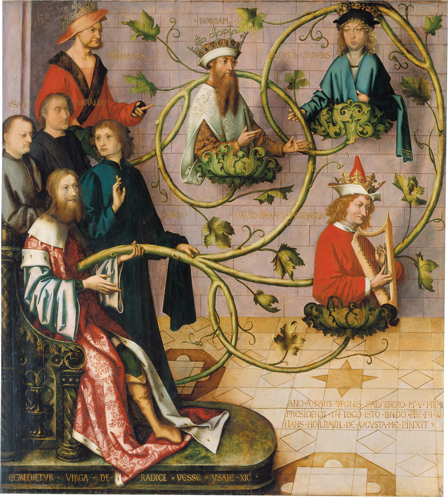 Dominicaanse altaarretabel van Frankfurt: Jozef's boom (onderste deel) - Hans Holbein de Oudere