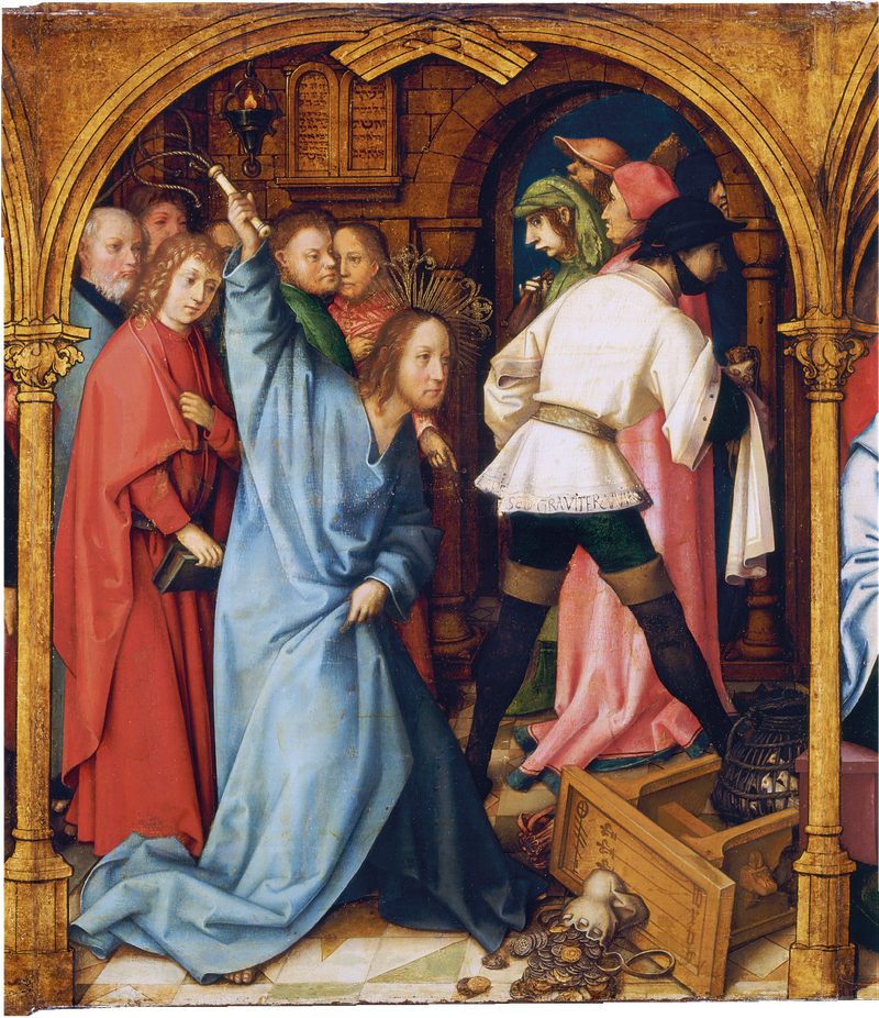 Dominicaanse altaarretabel van Frankfurt: De zuivering van de tempel - Hans Holbein de Oudere