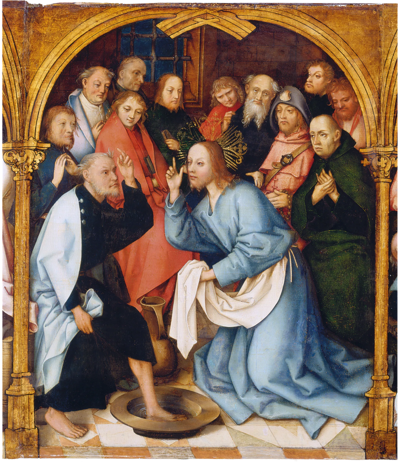 Dominicaans altaarstuk uit Frankfurt: Christus wast de voeten van Sint-Pieter - Hans Holbein de Oudere