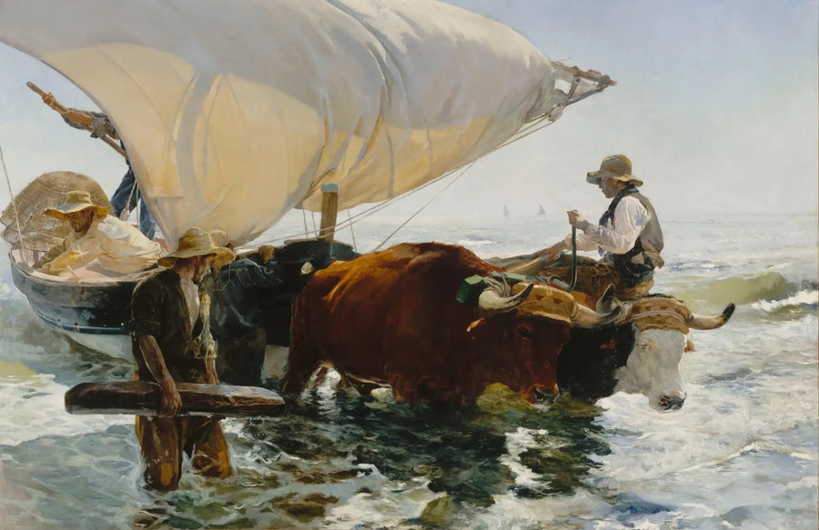 Retour de la pêche : halage de la barque - Joaquín Sorolla image 1 copie de tableau peinte à la main